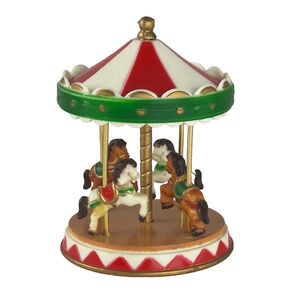 Vintage Plastic Carousel Horses Christmas Ornament Holiday Decor Merry Go Round